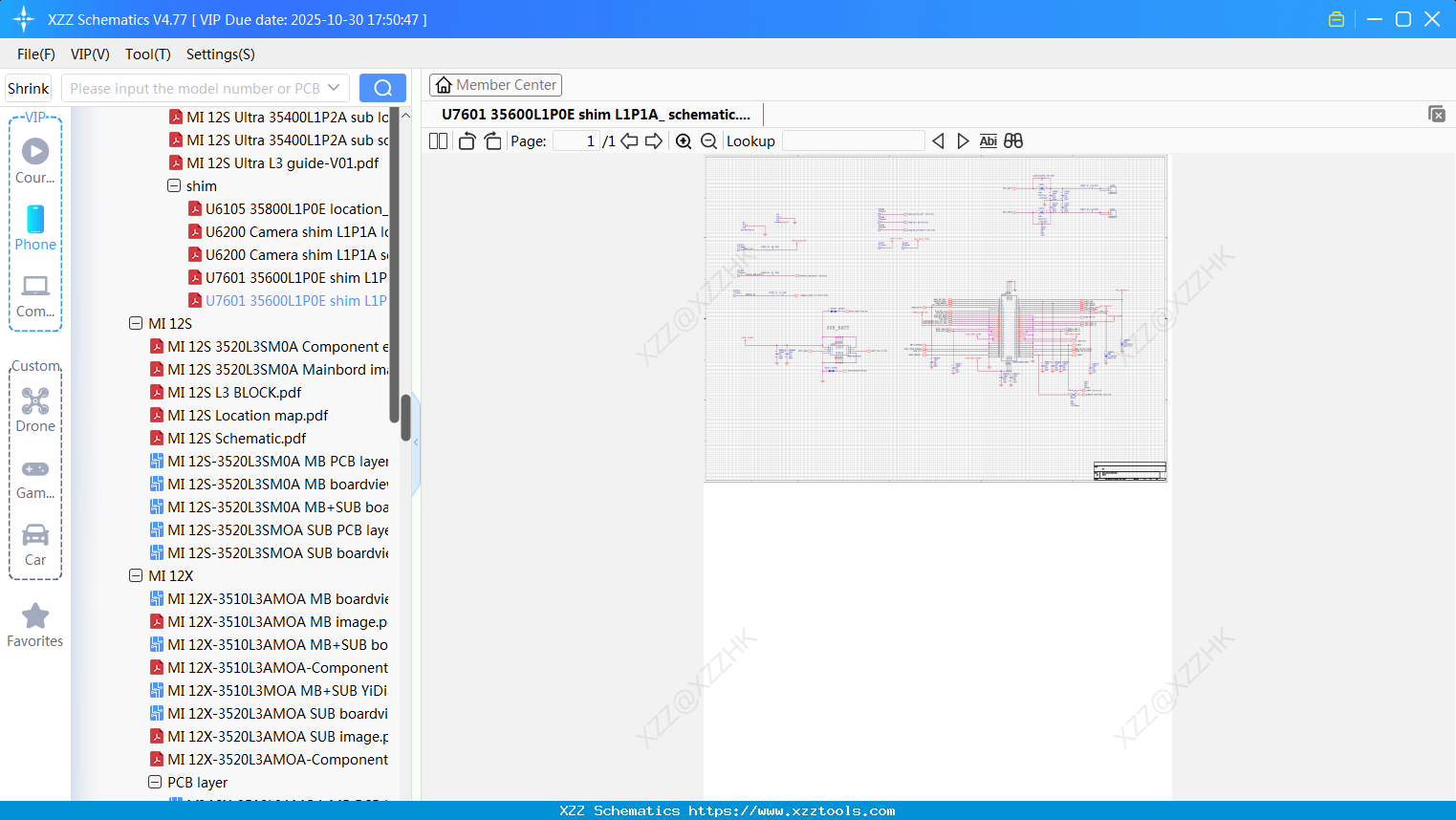 Xiaomi U7601 35600L1P0E Shim L1P1A_ Schematic